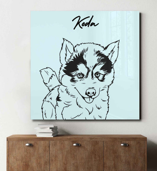 Pet Portrait Glass Wall Art - Line Art